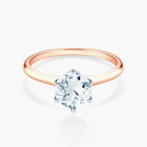 Pierścionek zaręczynowy The Journey: dwukolorowe złoto, akwamaryn